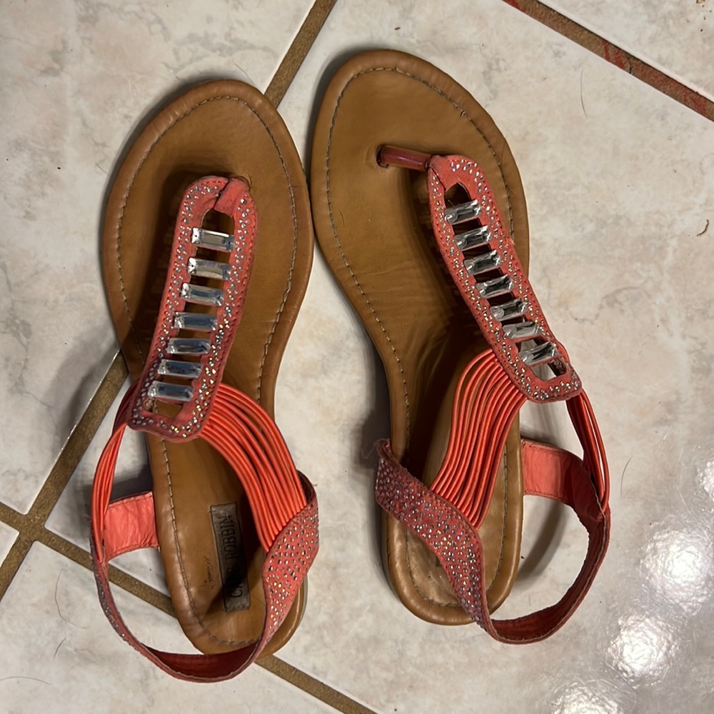 Coral colored sandals 9
